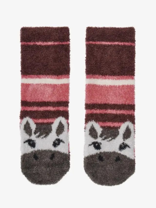 LeMieux Mini Fluffy Character Socks Andalusian Pony Cranberry