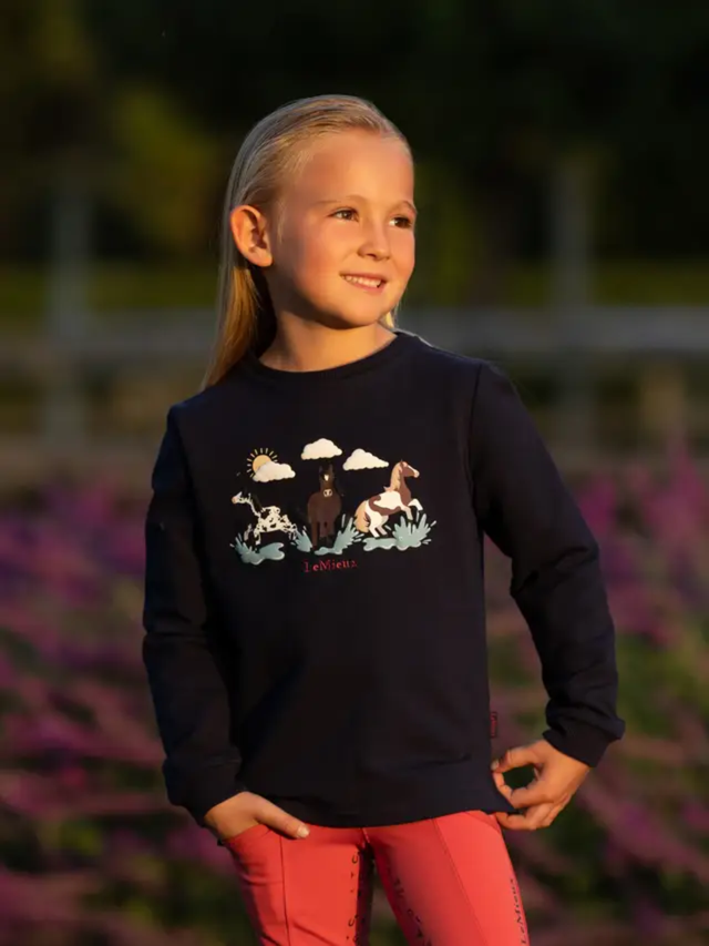 LeMieux Mini Poppy Long Sleeve Top Navy