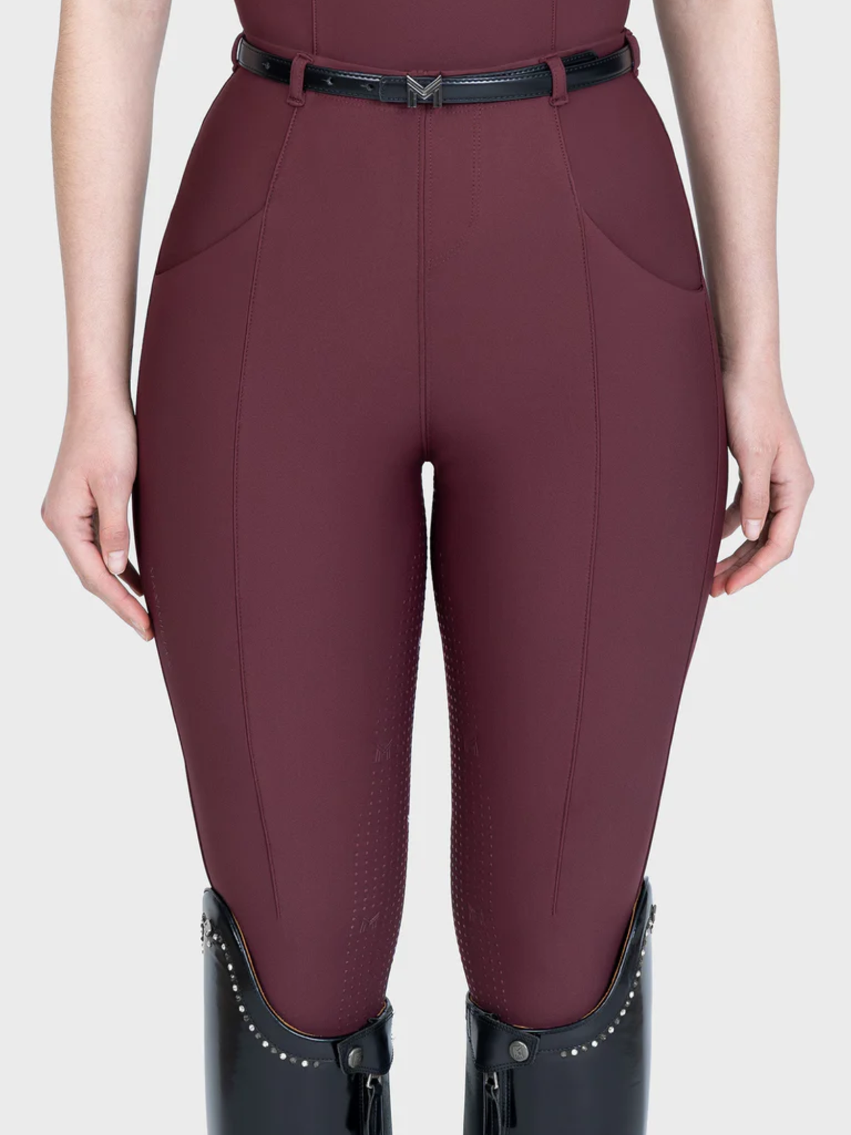Maximilian Velya Riding Leggings + Belt Rosewood