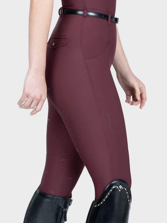 Maximilian Velya Riding Leggings + Belt Rosewood