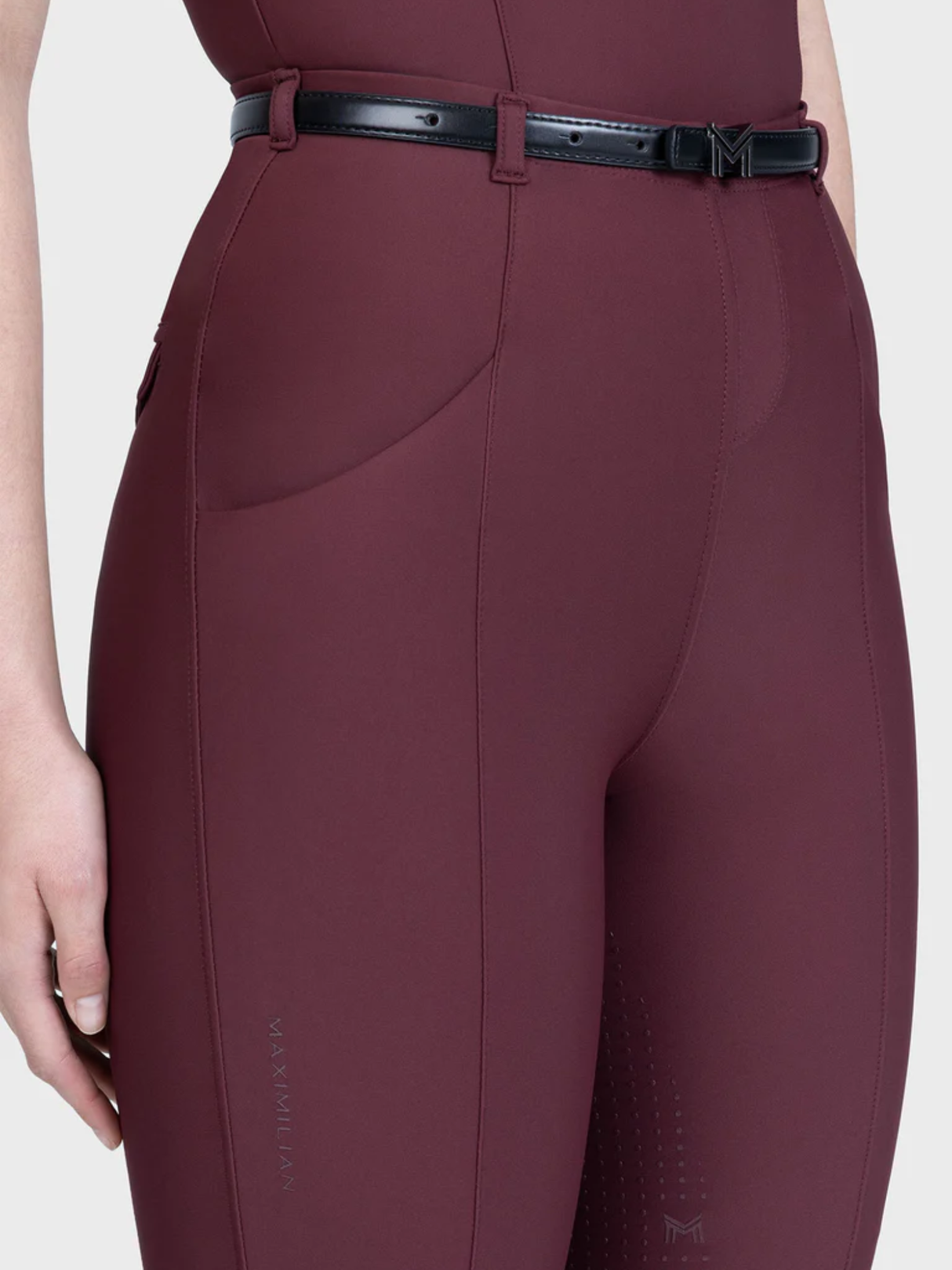 Maximilian Velya Riding Leggings + Belt Rosewood