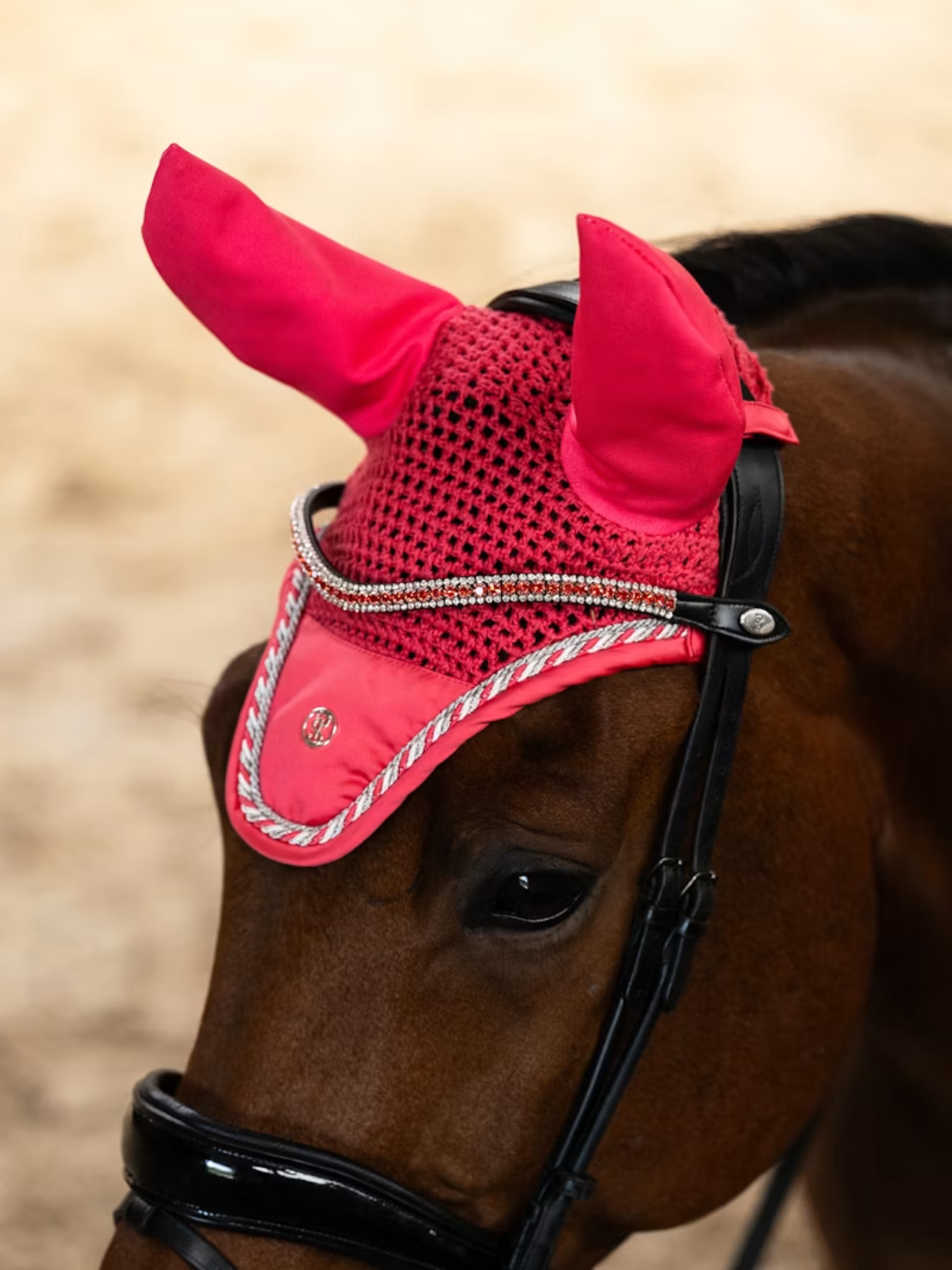 PS of Sweden Original Monogram Ear Bonnet Pink Guava