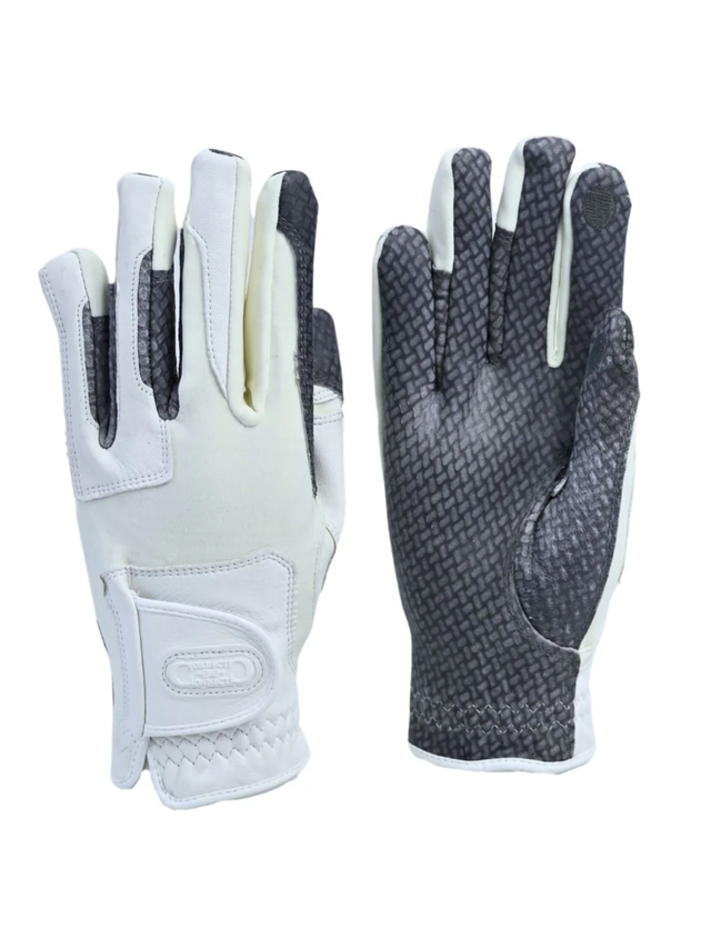 Correct Connect Oil-Tac Copper Tech™️ Leather Premium Riding Gloves White