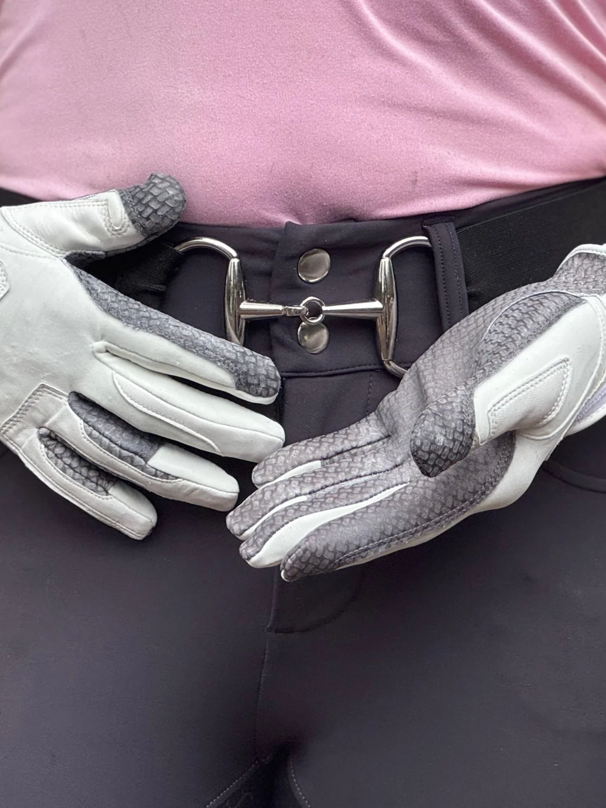Correct Connect Oil-Tac Copper Tech™️ Leather Premium Riding Gloves White