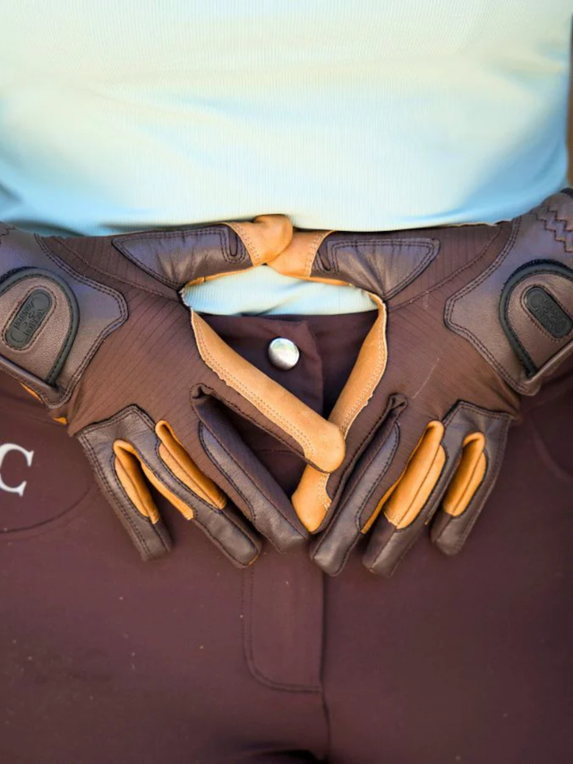 Correct Connect Oil-Tac Copper Tech™️ Leather Premium Riding Gloves Brown