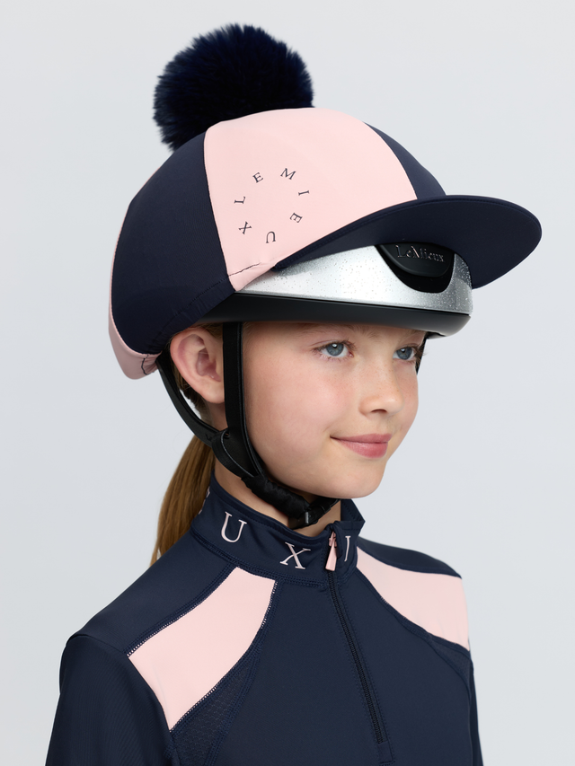 LeMieux Harlequin Hat Silk Navy/Petal