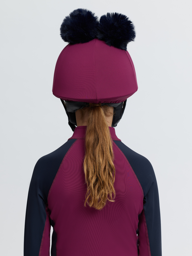 LeMieux Mini Double Pom Hat Silk Blackberry