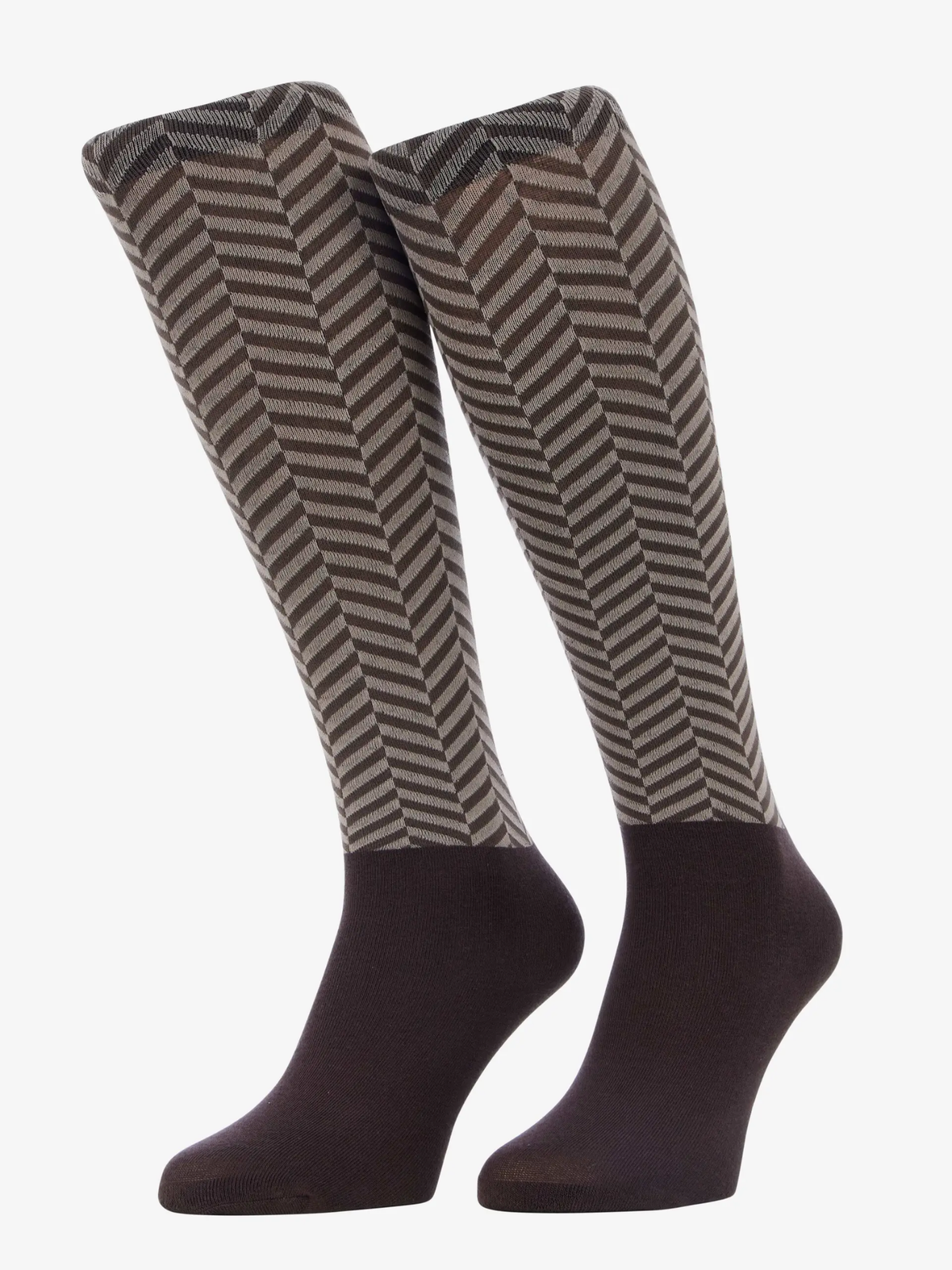 LeMieux Heritage Footsie Socks Herringbone Cocoa