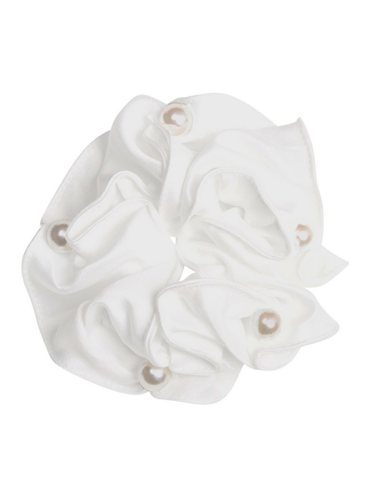 SD Design Satin Pearl Scrunchie White