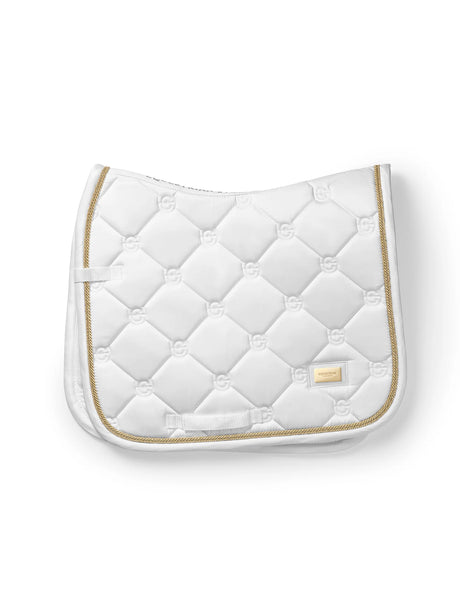 Equestrian Stockholm Dressage Saddle Pad White Perfection Gold