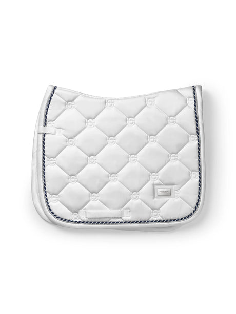 Equestrian Stockholm Dressage Saddle Pad White Perfection Navy
