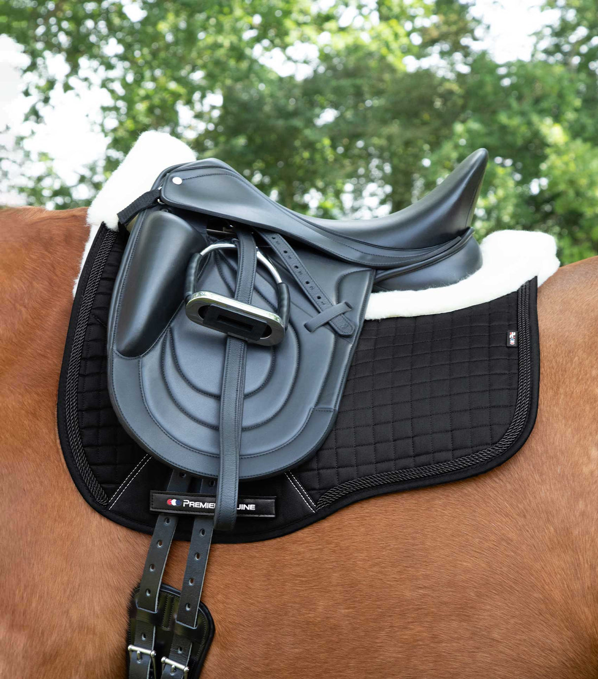 Premier Equine Merino Wool European Dressage Saddle Pad Black/Natural
