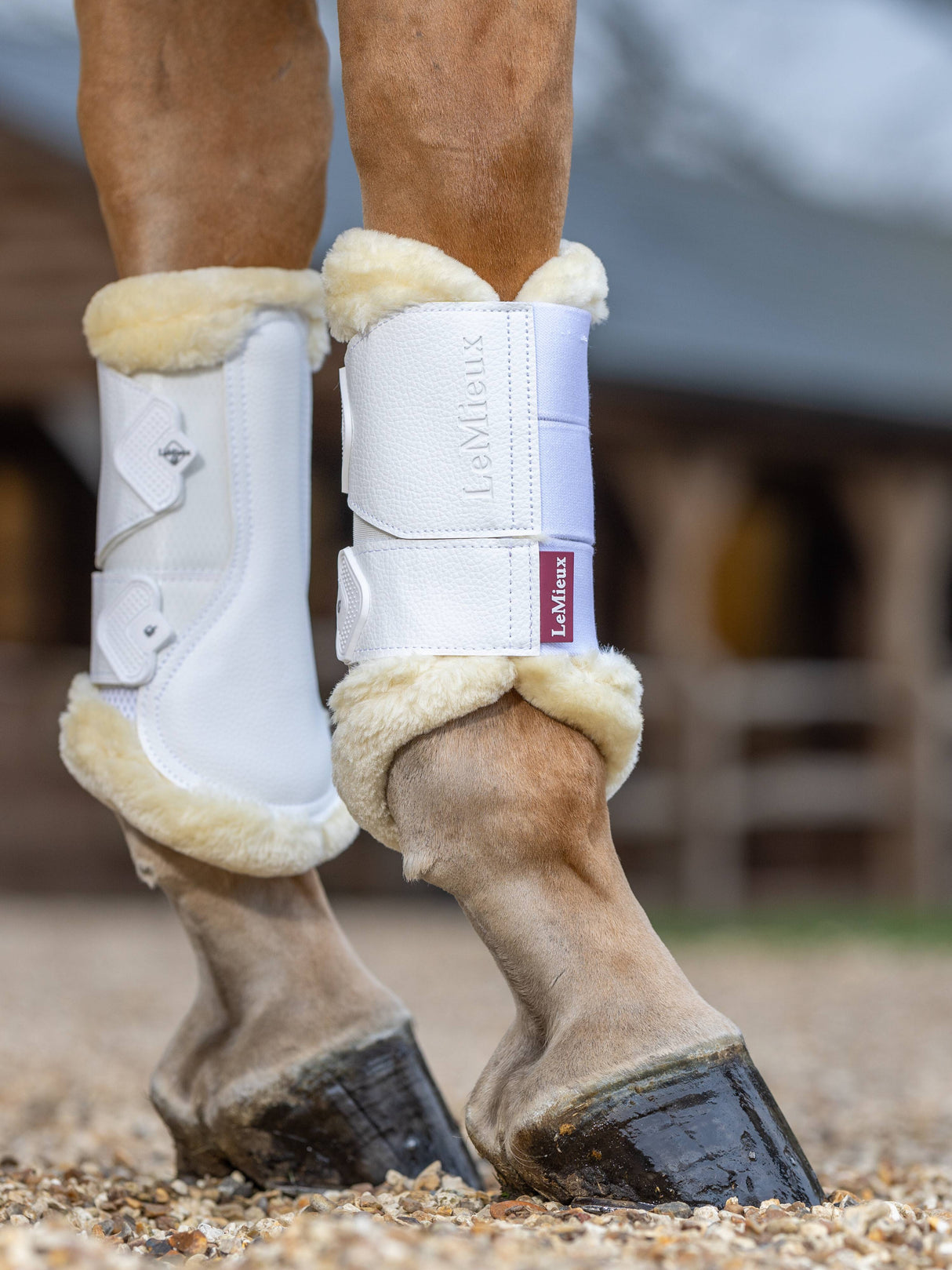 LeMieux Fleece Edged Mesh Brushing Boots White/Natural