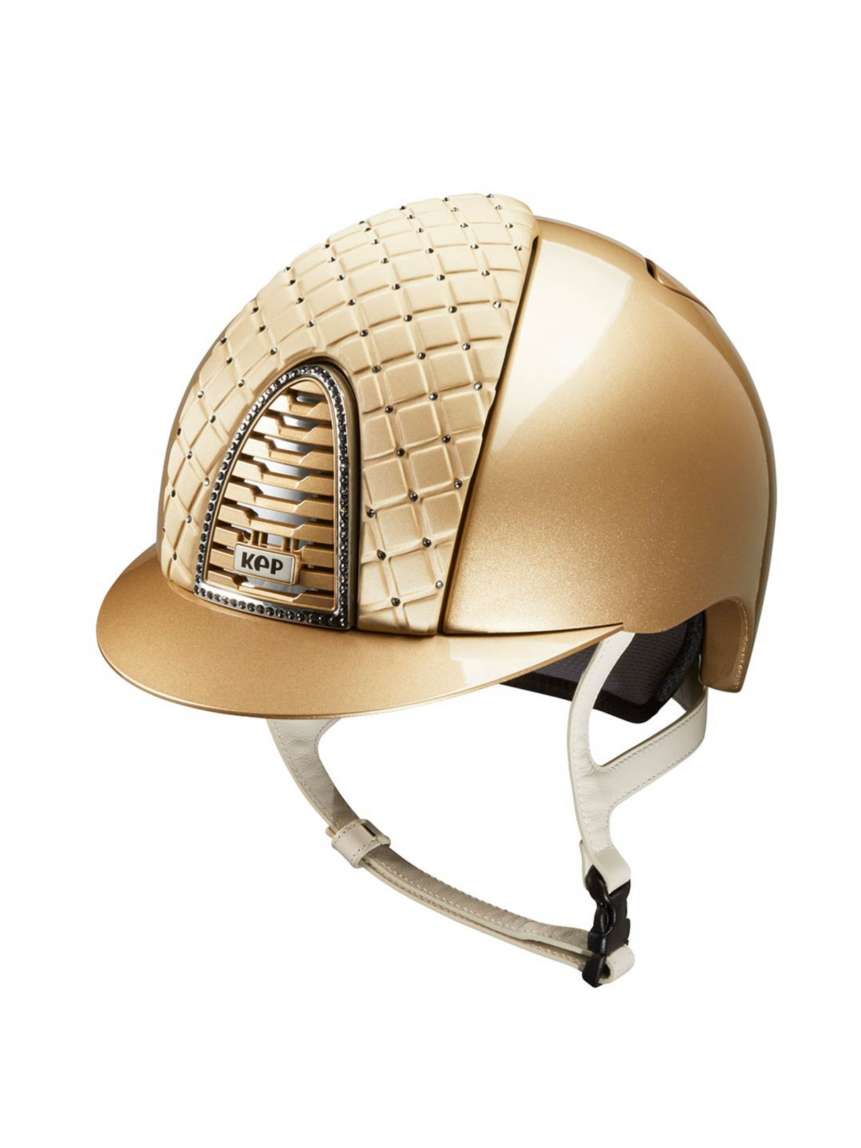 KEP Cromo 2.0 Helmet Metal Sand - Satin Milano Cross Front Panel with Silver Night Swarovski Crystals - Swarovski Frame