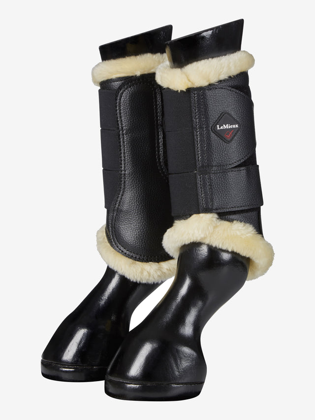 LeMieux Fleece Lined Brushing Boots Black/Natural