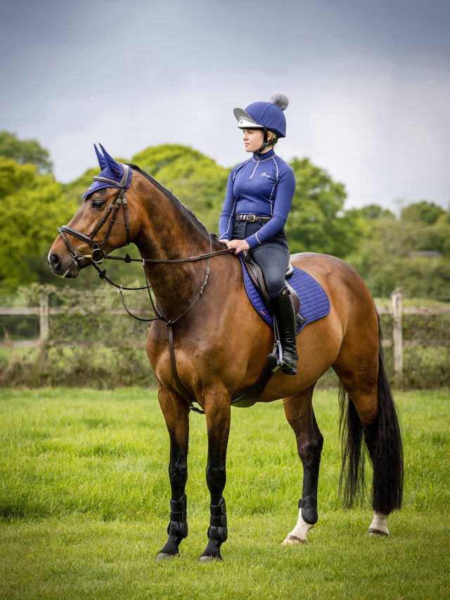 LeMieux Suede Close Contact Square Jump Saddle Pad Ink Blue