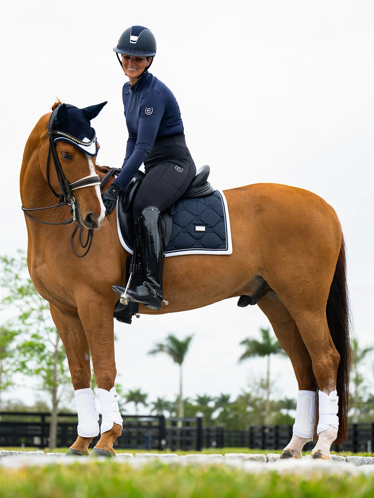 Equestrian Stockholm Dressage Saddle Pad Midnight White Edge