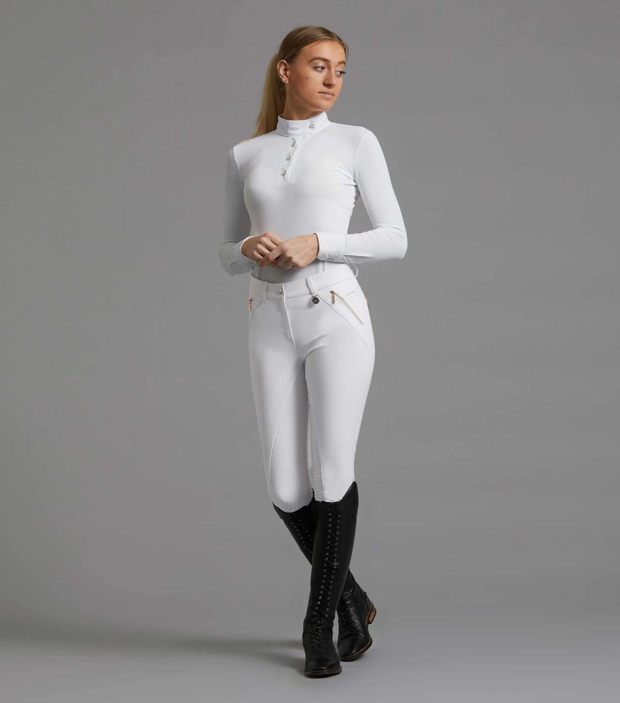 Premier Equine Milliania Ladies Full Seat Gel Riding Breeches White