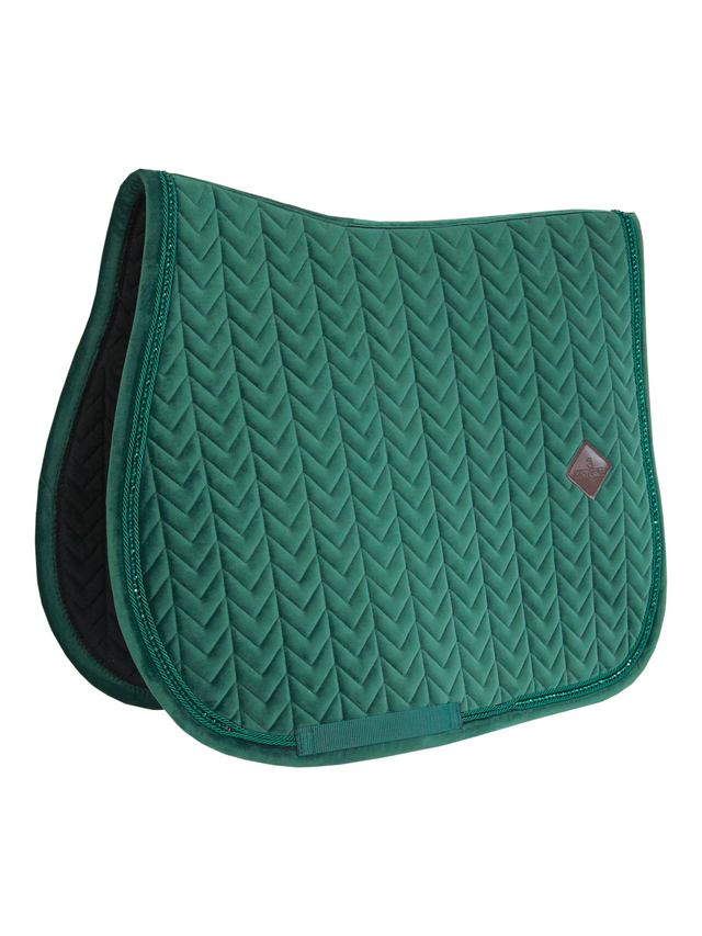Kentucky Horsewear Velvet Pearls Jump Saddle Pad Pine Green