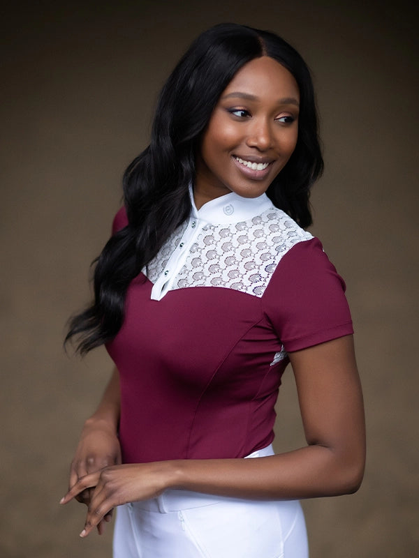 Equestrian Stockholm Crystal Champion Top White Bordeaux