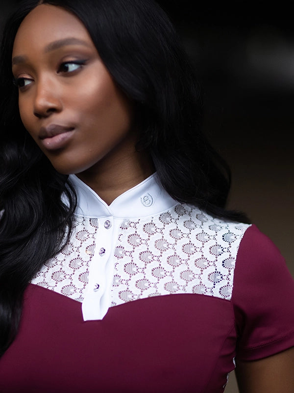 Equestrian Stockholm Crystal Champion Top White Bordeaux