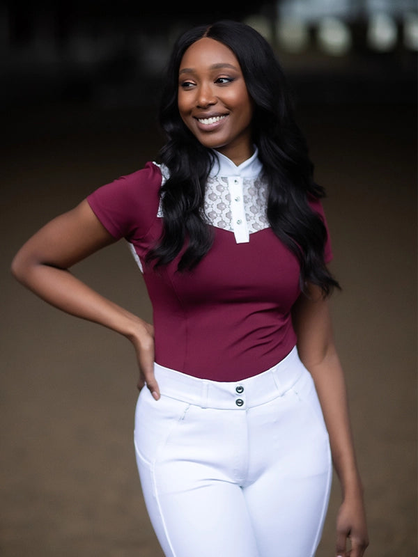 Equestrian Stockholm Crystal Champion Top White Bordeaux