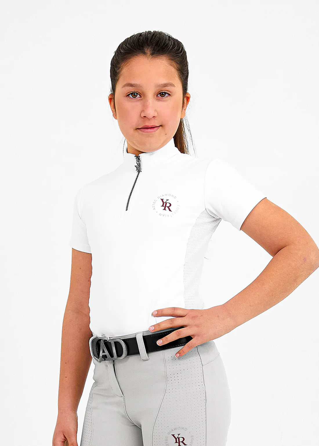 Aztec Diamond Young Rider Short Sleeve Base Layer White