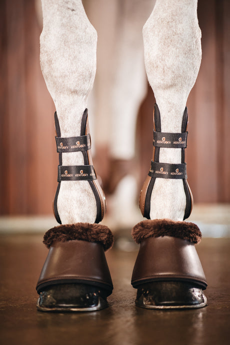 Kentucky Sheepskin Leather Overreach Boots Brown/Brown