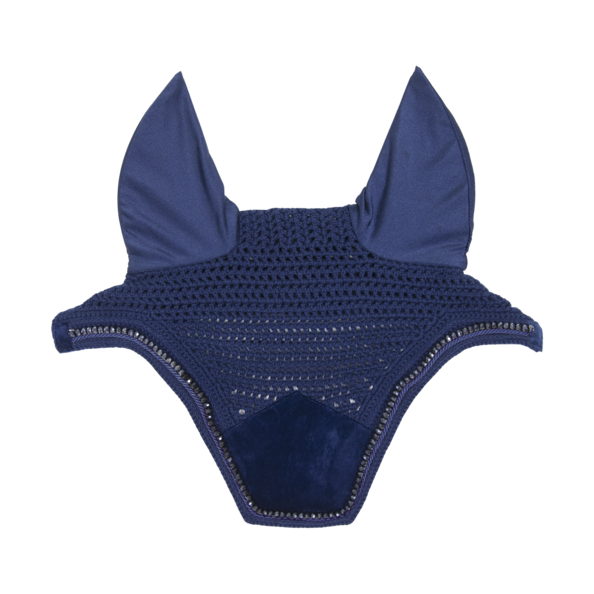 Kentucky Horsewear Velvet Pearls Wellington Ear Bonnet Navy