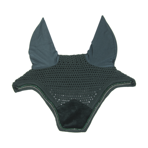 Kentucky Horsewear Velvet Pearls Wellington Ear Bonnet Pine Green