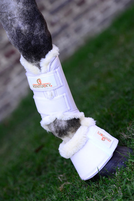 Kentucky Sheepskin Leather Overreach Boots White/Natural