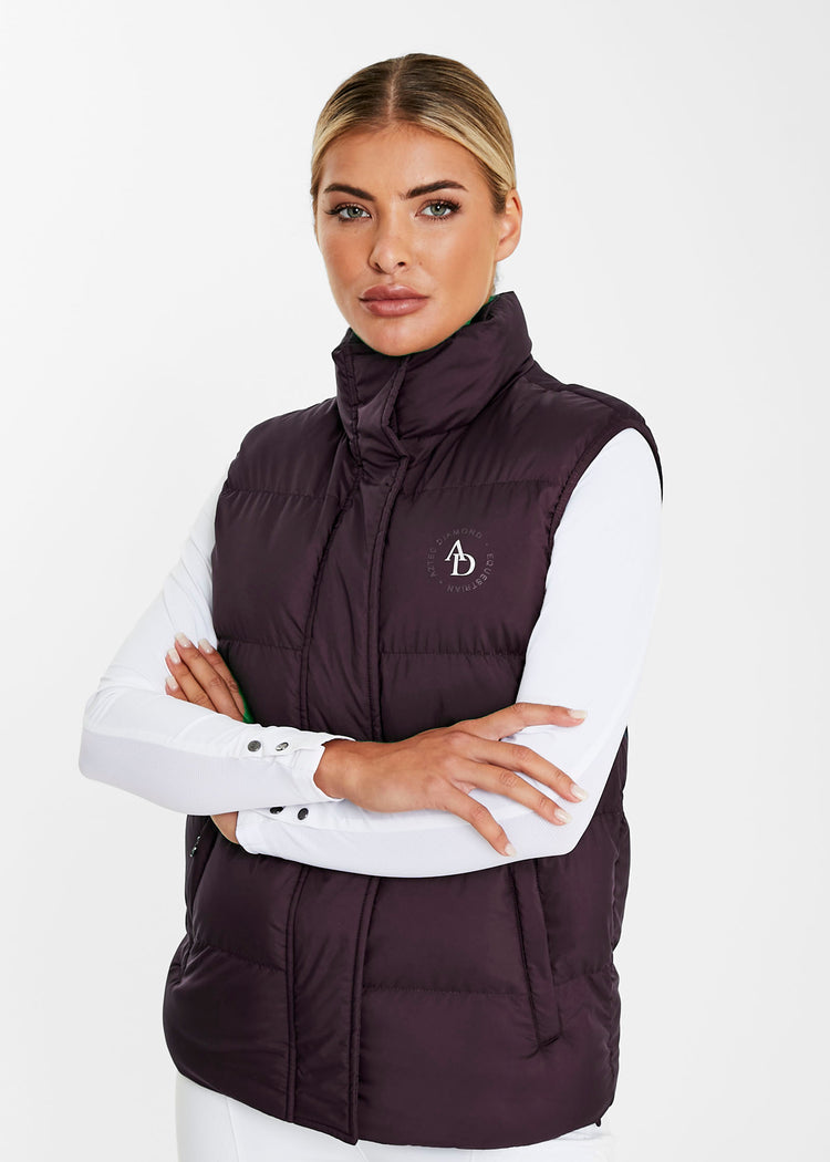 Aztec Diamond Puffer Vest Maroon