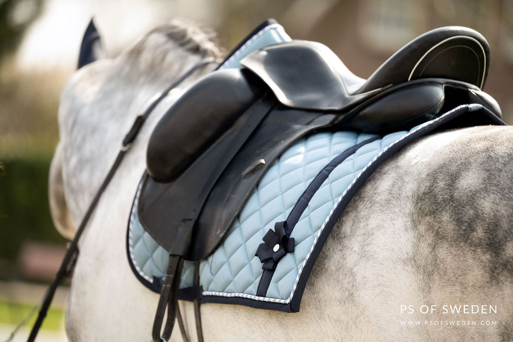 PS of Sweden Bow Dressage Saddle Pad & Ear Bonnet Aqua