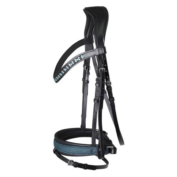 SD Design Hollywood Glamorous Noseband Black/Blue Lagoon Glitter