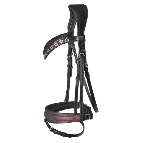 SD Design Hollywood Glamorous Noseband Black/Raspberry Shimmer
