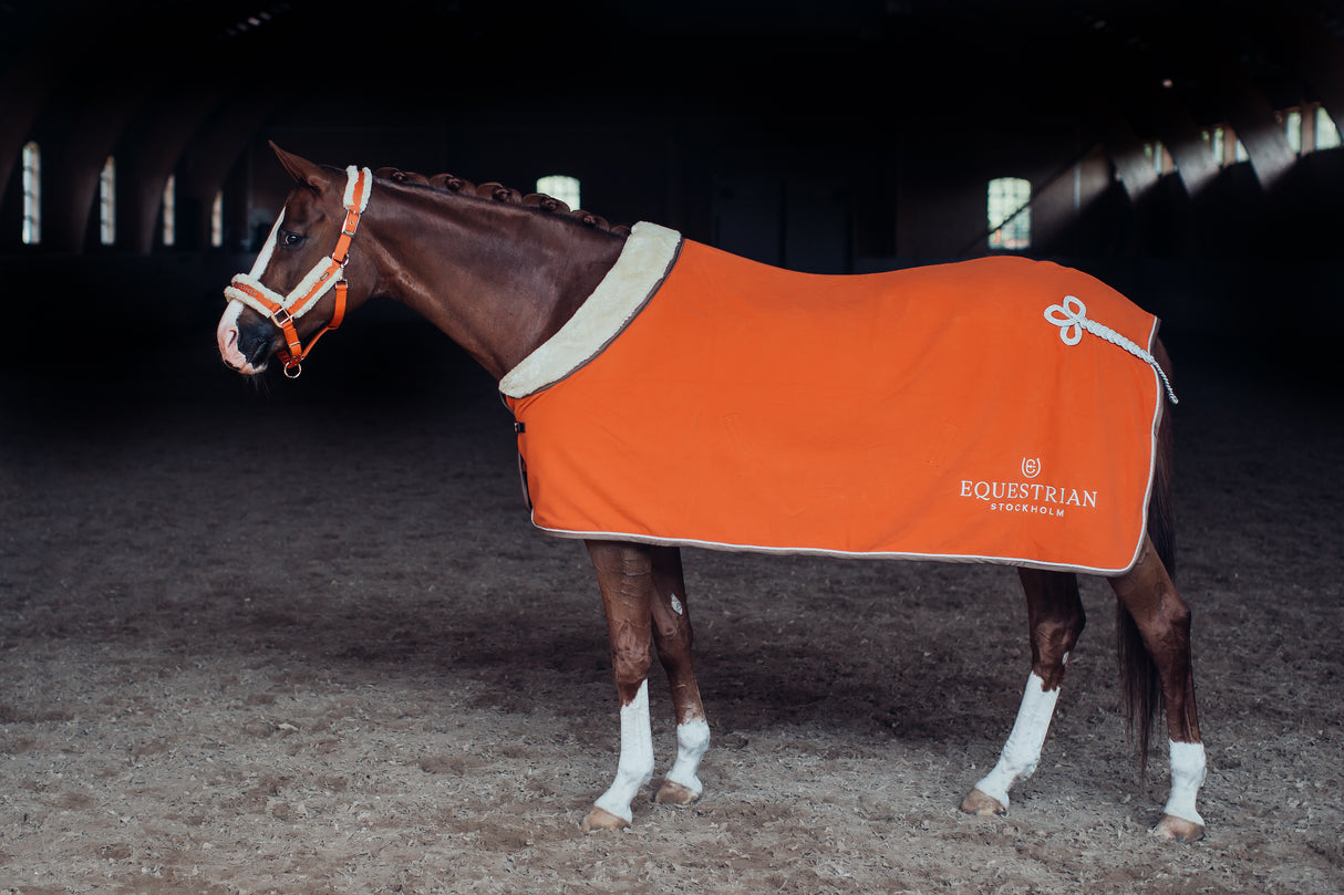 Equestrian Stockholm Fleece Halter & Lead Brick Orange