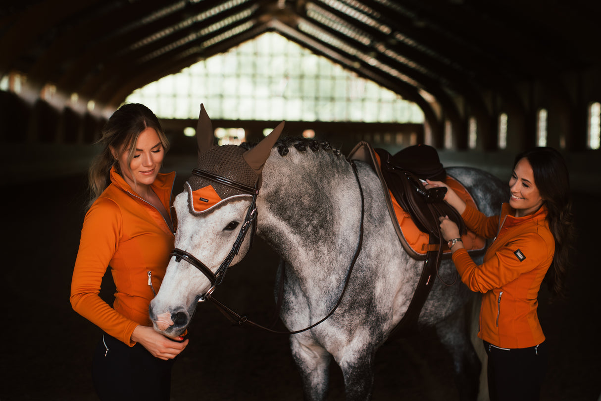 Equestrian Stockholm Ear Bonnet Brick Orange