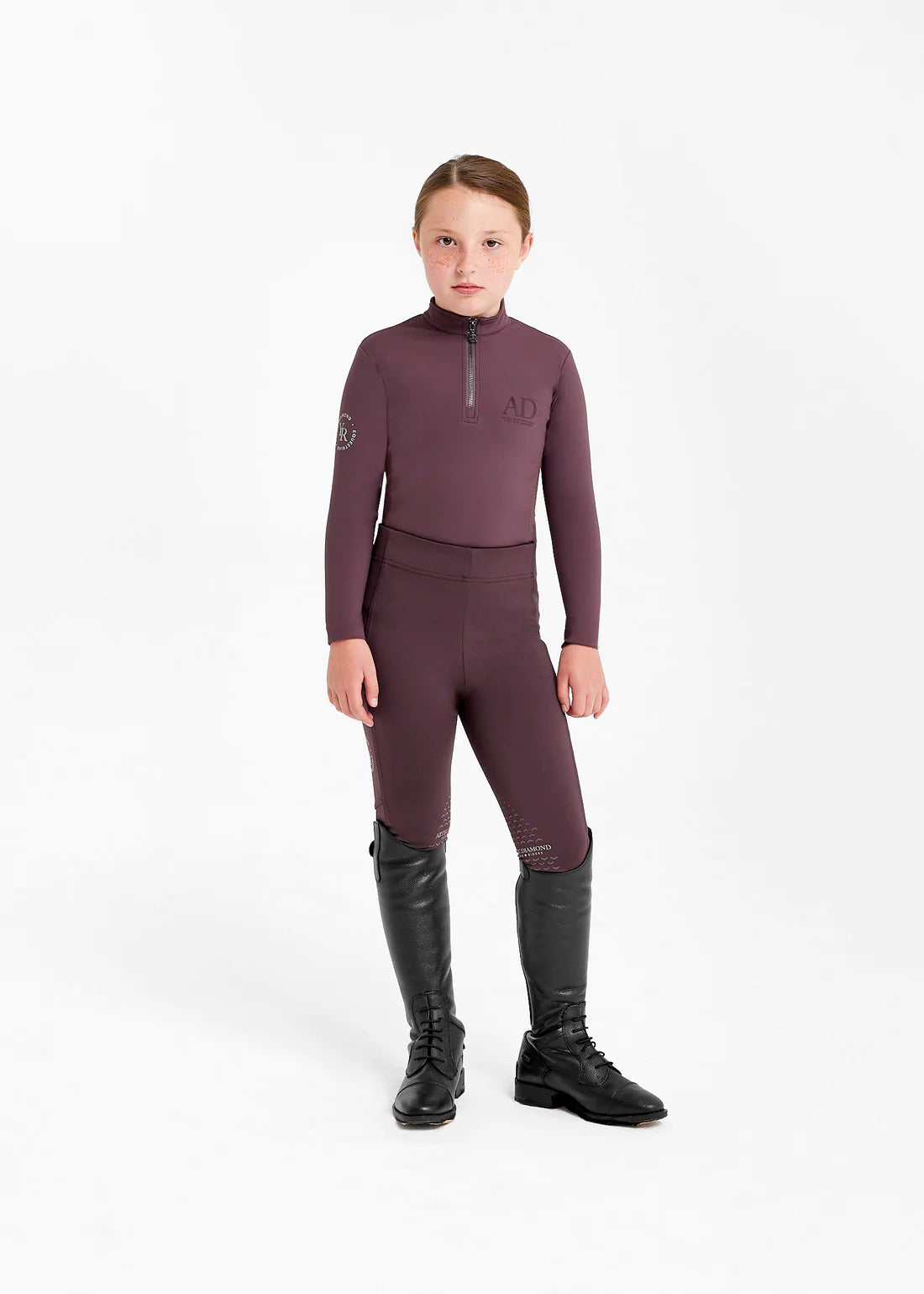 Aztec Diamond Young Rider Riding Leggings Maroon