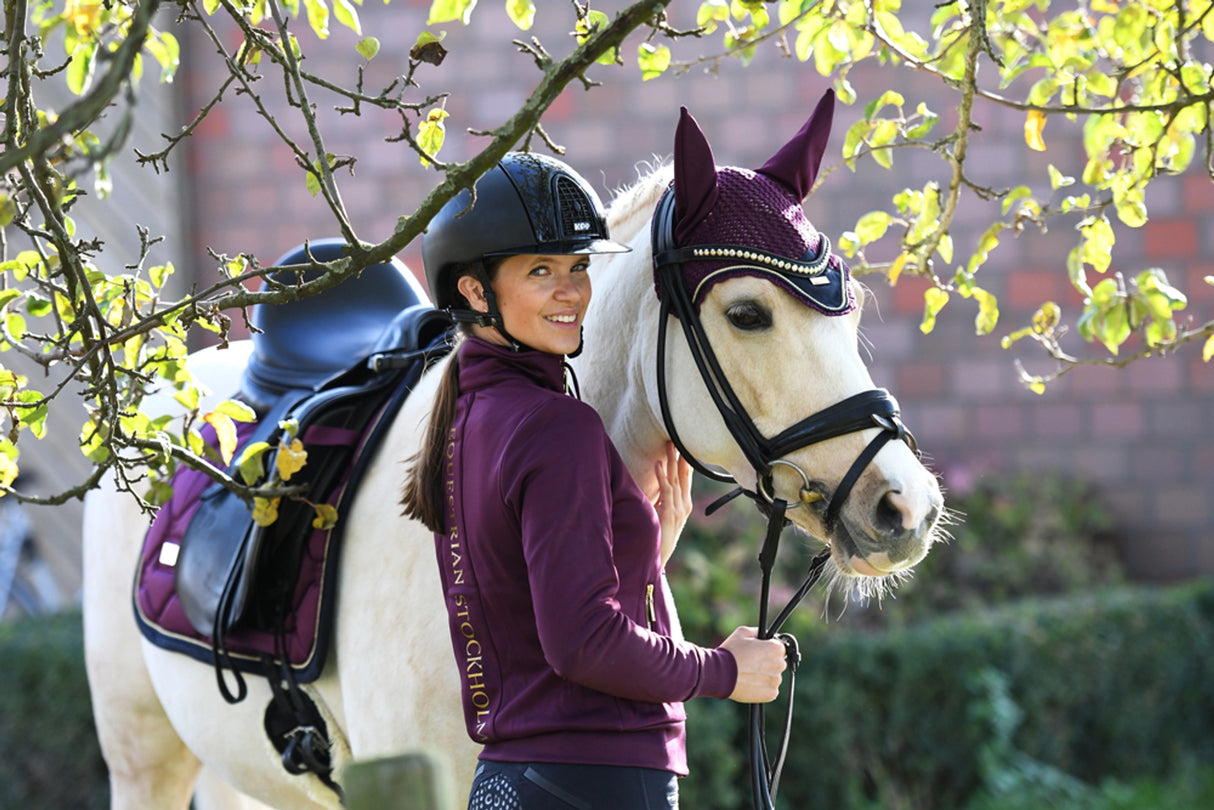 Equestrian Stockholm Ear Bonnet Purple Gold