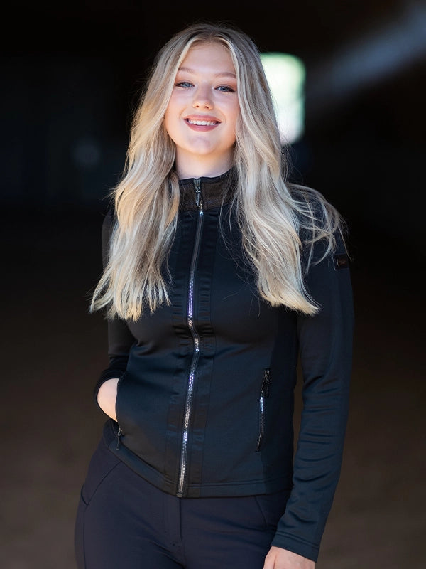 Equestrian Stockholm Fleece Jacket All Black Glimmer