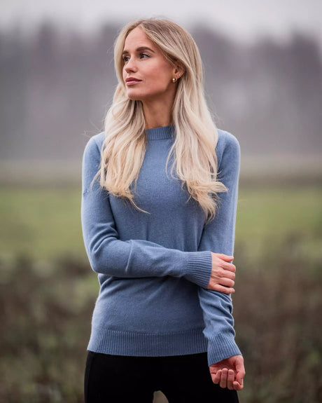 Fager Charlie Cashmere & Merino Wool Sweater Stone Blue