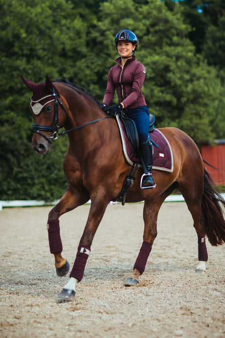 Equestrian Stockholm Dressage Saddle Pad Merlot Crystal Gold