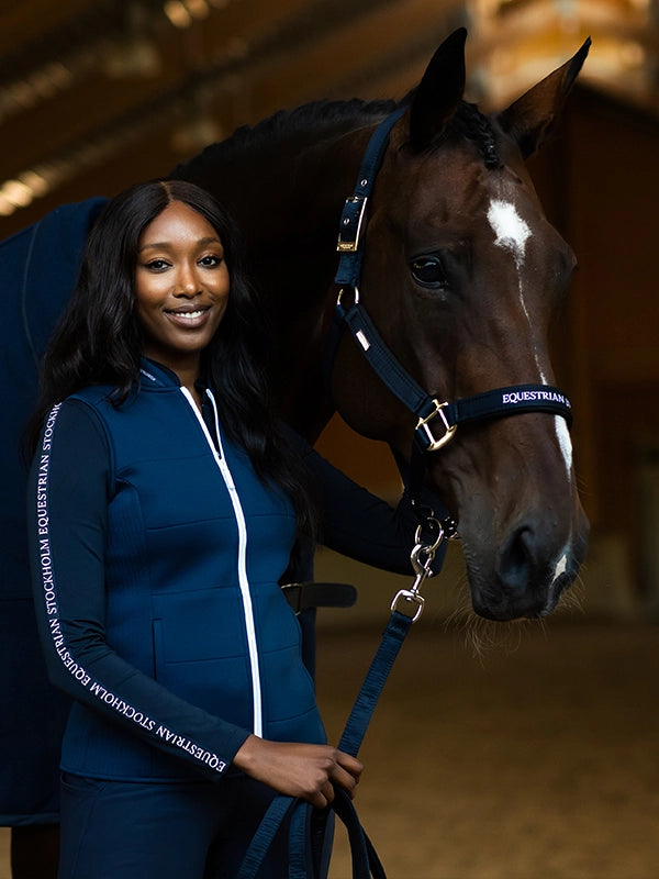 Equestrian Stockholm Clean Halter & Lead Rope Modern Tech Navy