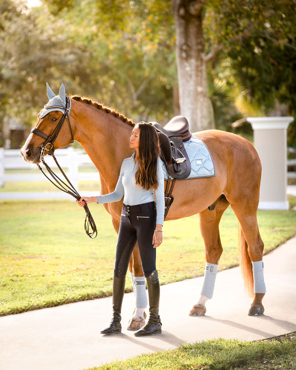 Equestrian Stockholm Dressage Saddle Pad Steel Blue