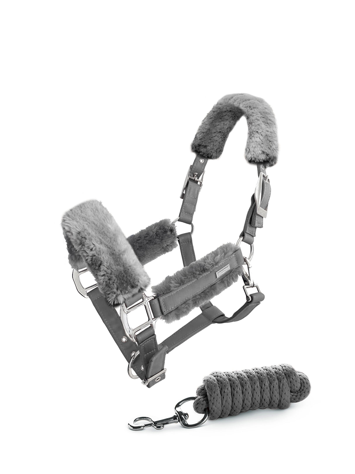 Equestrian Stockholm Fleece Halter & Lead Silver Cloud