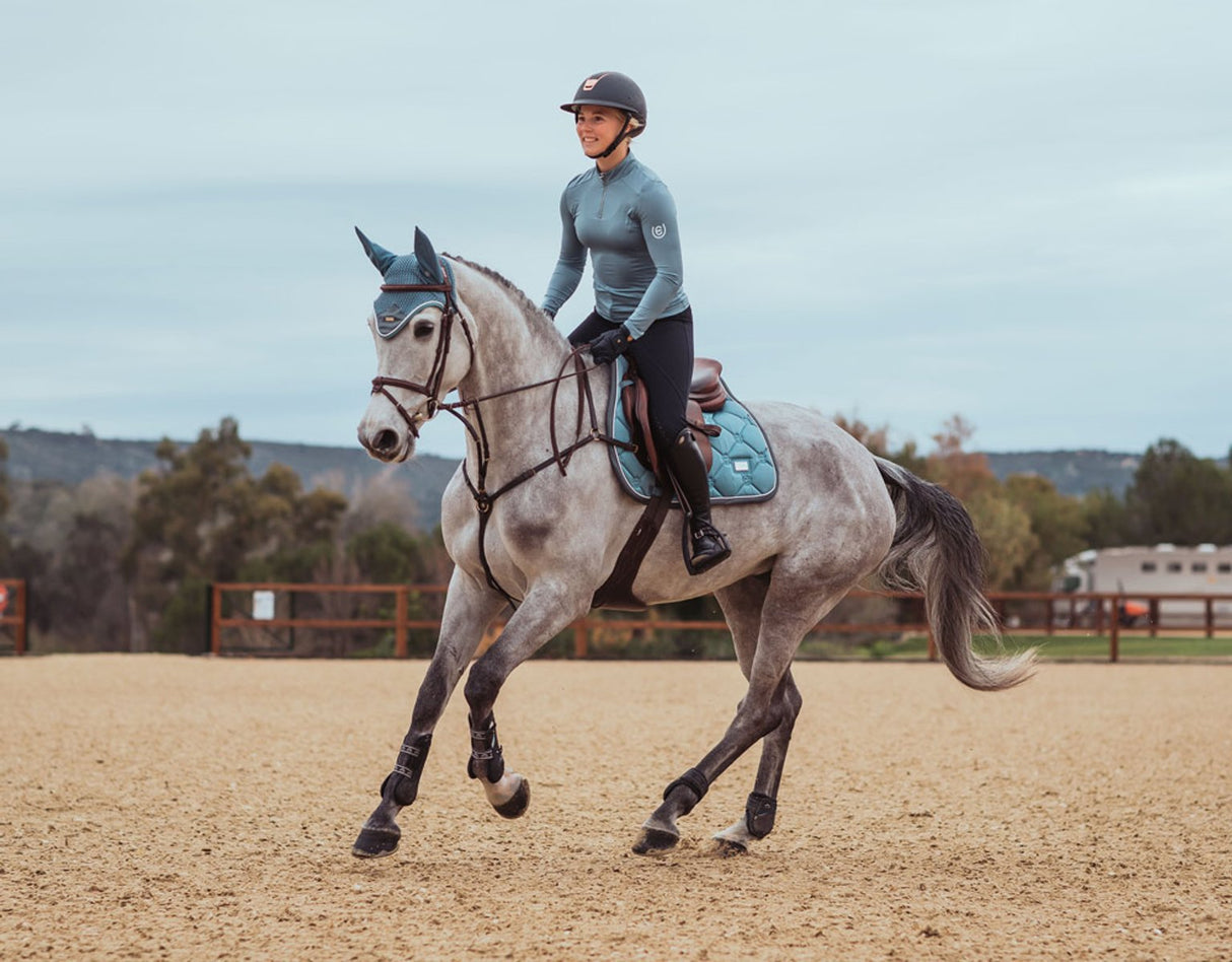 Equestrian Stockholm Ear Bonnet Steel Blue