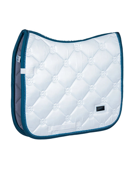 Equestrian Stockholm Dressage Saddle Pad White Blue Meadow
