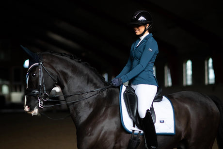 Equestrian Stockholm Dressage Saddle Pad White Blue Meadow