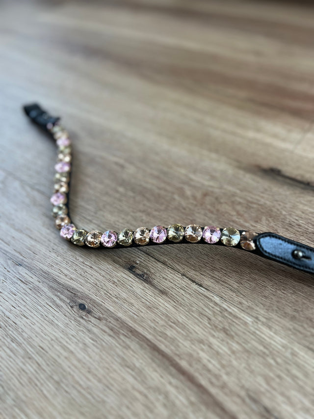 SD Design Bespoke Browband - Dark Beige, Light Gold & Light Pink