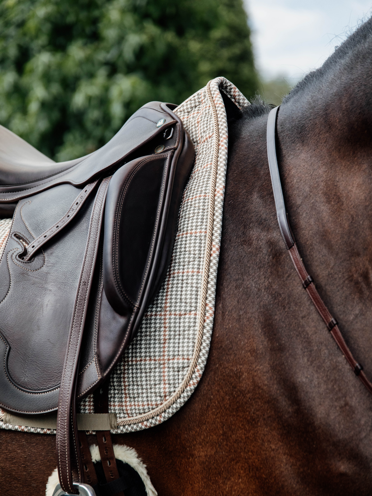 Kentucky Pied-de-Poule Dressage Saddle Pad Beige